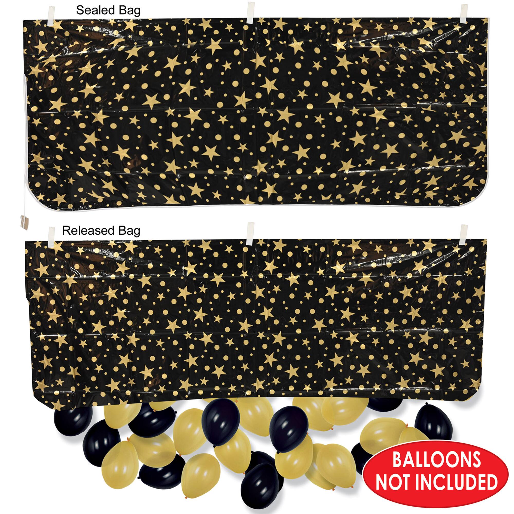 Beistle 36" x 80" Black & Gold Plastic Balloon Bag